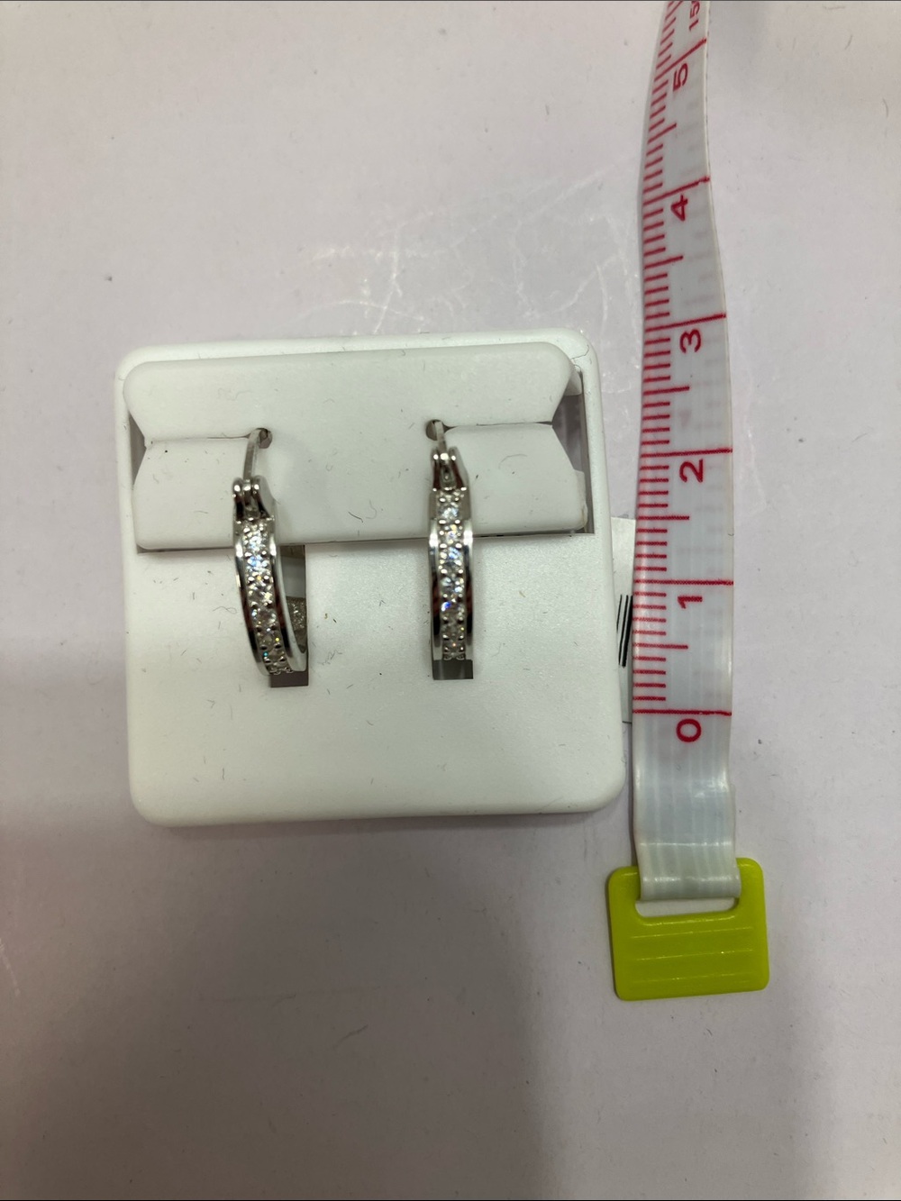 Sterling Silver Hoop Earrings with Clear Crystals - Women's Jewelry - Picture 3 of 6